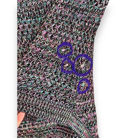 Allen B. By Allen Schwartz Black Rainbow Loose Knit High Low Sweater Sz Large - Picture 4 of 13